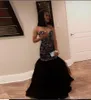 2020 New African Black Girl Evening Dresses Wear Sweetheart Beaded Crystal Sweep Train Mermaid Formell Tulle Party Dress Plus Size Prom Crows