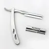 Männer Komfortable Silber Manuelle Rasierer Rasierer Edelstahl Professionelle Unisex Tragbare Rasiermesser Scharfe Langlebige Haarschnitt Messer 0849