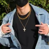 Hip-hop Classic Jesus Pendant AAA Zircon CZ Stone Gold Iced Out Stainless Steel Necklaces for Men Street Dance Rapper Jewelry6891843