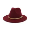 2020秋冬女性男性ウールフェルトパナマハットジャズFedora Bowler Hatsベルトバックル装飾フラットブリムカウボーイ帽子