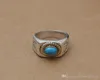 Gloednieuwe 925 Sterling Silver Fashion Jewelry Vintage American European Style Designer Mens Rings met Semi Precious Turq Stone GI2707773