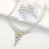 LUOTEEMI 4 Colori New Vintage Oro Bianco-Colore Dichiarazione Cubic Zirconia Collana Orecchini Set di Gioielli per Le Donne Gioielli da Sposa