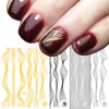 1pcs Nail Art Stickers 3D Metal Stripe Line Tape Gold White Adhesive Transfer DIY Foils Striping Tape Manicure Decals JIBP249-1