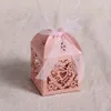 10Pcs/set Love Heart Laser wraps Cut Hollow Carriage Favors Gifts Candy Boxes With Ribbon Baby Shower Wedding Party Supplies