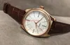 NYA MENS CELLINI WAKTS 50505 39MM 18K ROSE GOLD VIT DIAL 2813 Automatisk rörelse Män Brown Leather Armband Sapphire Glass Steel Watch