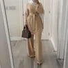 Caftan Marocain Dubai Abaya Turkish Set Muslim Hijab Dress Moroccan Kaftan Robeイスラム肘イスラム服
