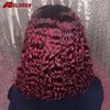 Vague d'eau ombre bordeaux courts en dentelle bouclée coiffure avant perruques de cheveux humains malaisiens Remy colorés de cheveux humains perruques 99j perruque avant en dentelle courte9320619