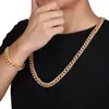 12mm Iced Out Gold Silver Miami Curb Cuban Link CHain CZ Bling Halsband för Mens Hip Hop Smycken