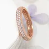 Charmig Gorgeous CZ Diamond Ring för Pandora Luxury Designer 925 Sterling Silver Rose Gold Plated Ladies Ring Original Box Set Holiday Gift