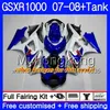 키트 + 탱크 SUZUKI GSX R1000 용 GSXR-1000 GSXR 1000 2007 2008 301HM.59 GSX-R1000 그린 블랙 핫 07 08 바디 K7 GSXR1000 07 08 페어링 7 개 용품