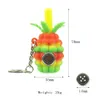 multiple colors portable pineapple held mini hand pipe Smoking Pipes oil rig bong With Metal Bowl keychian