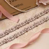 Handmade Bridal Pearls Crystal Wedding Dress Belts Rose Gold Pearls Crystal Applique Sew On Bridal Gown Sash YS8031774332