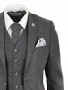 Mens Wool Tweed Peaky Blinders Suit 3 Piece Authentic 1920s Tailored Fit Classic Formal Prom Suit Jacket Pants Vest260B