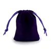 Lila Soft Plush Velvet Presentpåse för Smycken Paket Drawstring Bag Olika Storlek Partihandel 100 stycken