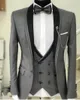 Grey Groom Tuxedos Black Shawl Lapel Groomsmen Wedding Dress Excellent Man Jacket Blazer Dinner 3 Piece Suit(Jacket+Pants+Vest+Tie) 1807