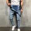 Puimentiua 2019 Moda Uomo Jeans strappati Tute Street Distressed Hole Salopette in denim per uomo Pantaloni con bretelle Taglia M-XXL255G