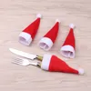 10PCS Christmas Decorative Tableware Knife Fork Set Lovely Christmas Hat Storage Tool enfeites de natal