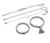2019 Mode Smycken Armband Set Anklet Set 5PCS / Set Bead Chain Bead Strands Tassel Lotus Flower Charm Silver Plated