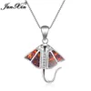 Fashion Female Blue White Fire Opal Necklace 925 Sterling Silver Filled Necklaces & Pendants For Women Vintage Animal Jewelry