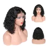 Kortingsproduct hoogwaardige onverwerkte remy maagdelijk menselijk haar medium natuurlijke kleur kinky krullend full front lace cap pruik voor lady4145030