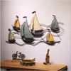 Piatti decorativi per la decorazione della parete in ferro americano Realizza vecchie pareti di barche a vela appese Bar Cafe Barca a vela