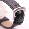 Новый стиль AEHIBO хронограф кварцевые Мужские часы 43MM Черный циферблат Кожаный ремешок пряжкой Все SubDials работы Мужские Наручные часы