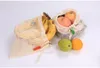 100pcs 33cmx28cm Bomull Mesh Livsmedelsbutik Köpväskor Vegetabiliska Frukt Färsk Väskor Hand Totes Home Storage Pouch Drawstring Bag