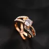 Heiße Neue Frauen Rose Gold Ton Hochzeit steine Ring Voll Zirkon Weibliche Delicated Verlobung Ringe Schmuck Trendy