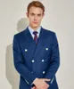 Klassische zweireihigen Navy BlueGroomsmen Anzüge Schwarz-Revers-Bräutigam-Smoking 2 Stück Männer Anzüge Hochzeit / Prom Bester Mann Blazer (Jacket + Pants)