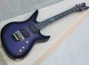 Guitare électrique de forme inhabituelle violette avec floyd rose, touche en palissandre avec incrustation d'ormeau, peut être personnalisée à la demande