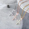 Hip hop 925 silver cross Zircon Pendant Necklace Gold Color Iced Out color Pendant Diamond gold silvery Bling Bling Necklace269u