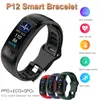 P12 EKG PPG Spo2 Smart Armband Hjärtfrekvens Oxygen Monitor Blodtryck Smart Belt IP67 Vattentät Samtal Påminnelse Sport Ventilator Band