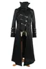 Steampunk Men Trench Coats Black Strentch twillrockar med läder gotiska huva avtagbara långa vinterrockar CJ191128