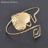 fashion lychee Beautiful leaf Heart Swirl Shape Bracelet Armlet Upper Arm Cuff Women Bangle Antique Gold Jewelry