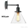 Willloh Funnel Clear Glass Shade Lamp Chrome Color Wall Sconce America Land Light Lighting Fixture Hotel Restaurant Loft Cafe Bar