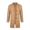 Мода Trend Trend осень зима мужская флисовая куртка мужской пальто, повседневная твердая тонкая воротник пальто длинные хлопковые траншеи