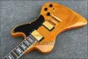 Custom Shop Chitarra elettrica stile RD Natural Yellow Fire Paletta volante con foro F, accordatori Schaller, intarsio a blocchi, hardware dorato