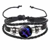 Commercio all'ingrosso 12 fascini luminosi della costellazione vera pelle nera intrecciata amicizia corda braccialetti con nodo per uomo donna gioielli braccialetto di design