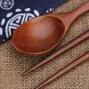 100set 2pcs/set Wood Chopsticks And Spoon With Pattern Bag Packaging Creative Personalized Wedding Favors Gifts Party Return