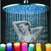 Ny 7 färger Automatisk byte av färgförändring 8 "Runda badrum LED Light Rain Top Duschhuvud LED Top Spray Temperatur Sensor Topp Dusch Rengöringsmedel