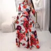 Abito maxi floreale bohémien Abito estivo da donna Boho con stampa floreale dolcevita fasciatura elegante abito estivo manica lunga abito premaman vintage LJJA2650-