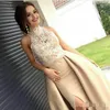 Prom 2020 Nowe sukienki szampańskie koronki z koronką Koronką Orsskit Długość podłogi Niestandardowe Wykonanie linii na przyjęcie wieczorne Suknia Vestido