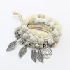 Luxusdesign Mode Männer Frauen Handgemachte Regenbogen Perle Strangs Naturstein Armband Antike Lebensbaum Charme Armbänder