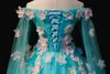 100% vrai ciel bleu rose fleurs de soie broderie carnaval robe de bal médiévale Renaissance robe reine robe victorienne Marie Antoinette2897