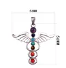 Mélange d'énergie 7 perles de résine Chakra Point de guérison pendentif collier Yoga Reiki meilleur cadeau
