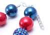 Niedliche marineblaue und rote Farbe für Babys, Kinder, klobige Perlen-Halsketten-Schmuck, Kinder-Kubikgummi-Perlen-klobige Halsketten-Armband-Set