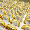 Whole bulk lots 50pcspack golden color men039s women039s stainless steel Jewelry engagement wedding Rings set Brand New6486058