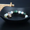 Nouveau bracelet éléphant avec perles de coquillage de 8 mm, perles de pierre d'onyx de feu naturel, argent de 4 mm, bracelets de perles en acier inoxydable, bijoux