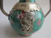 Teapot cerâmico do macaco longfeng de cobre antigo chinês de Tibet /