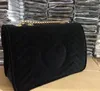 2020- 판매 디자이너 고품질 벨벳 하트 여자 골드 체인 플랩 가방 메신저 백 레이디스 어깨 280F
